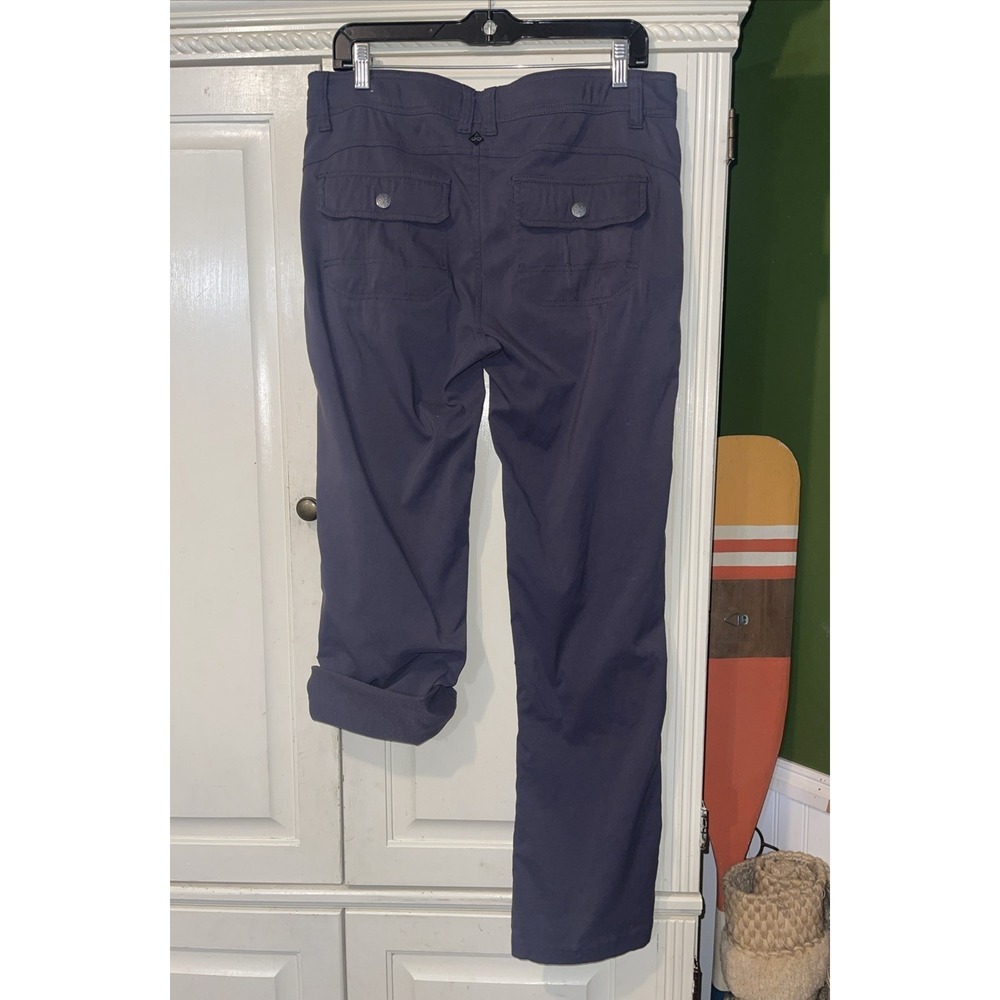 Prana Performance Pants Women 8 Gray Roll Tab Articulated Knees Hiking
